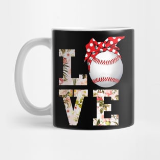 Summer Women Girls Love Baseball Shirt Floral Mothers Day Mug